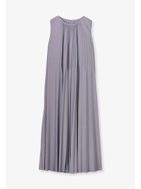 Choice Solid Maxi Pleated Sleeveless Dress Grey
