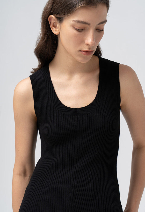 Choice Basic Ribbed Detail Knitwear Black