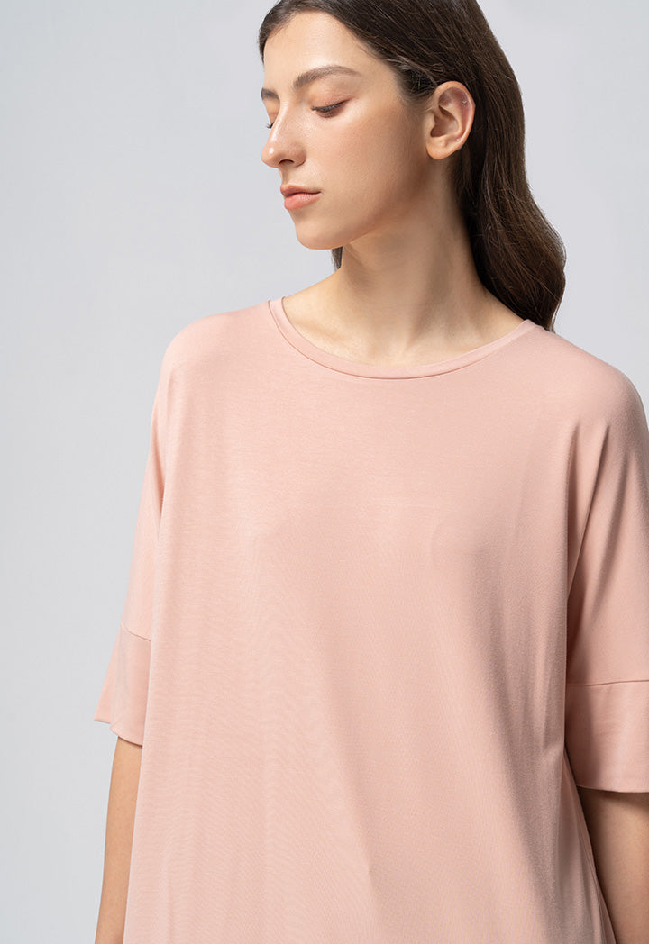 Choice Solid Short Sleeves Blouse Blush