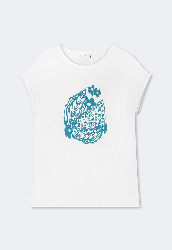 Choice Printed Motif Short Sleeves T-Shirt Teal