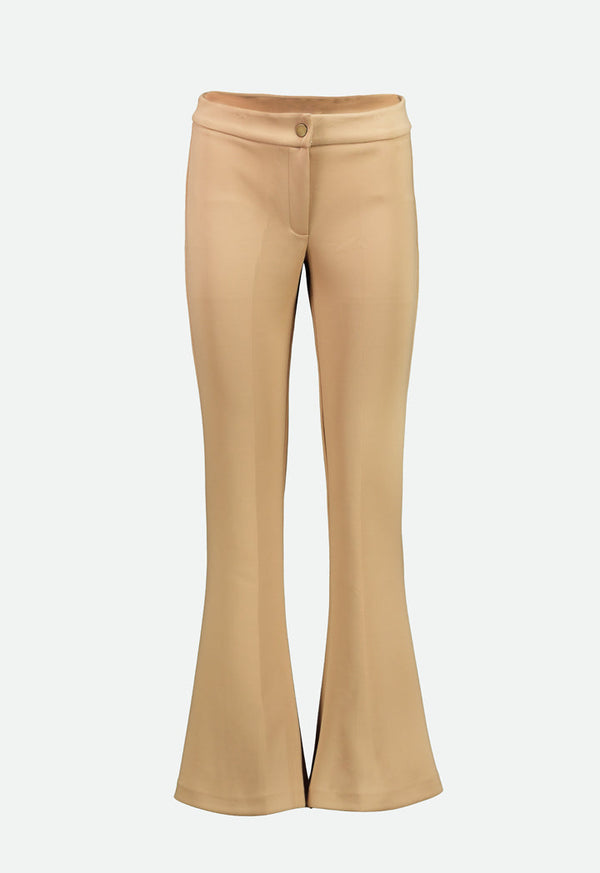 Choice Mid Rise Flare Trouser Beige - Wardrobe Fashion