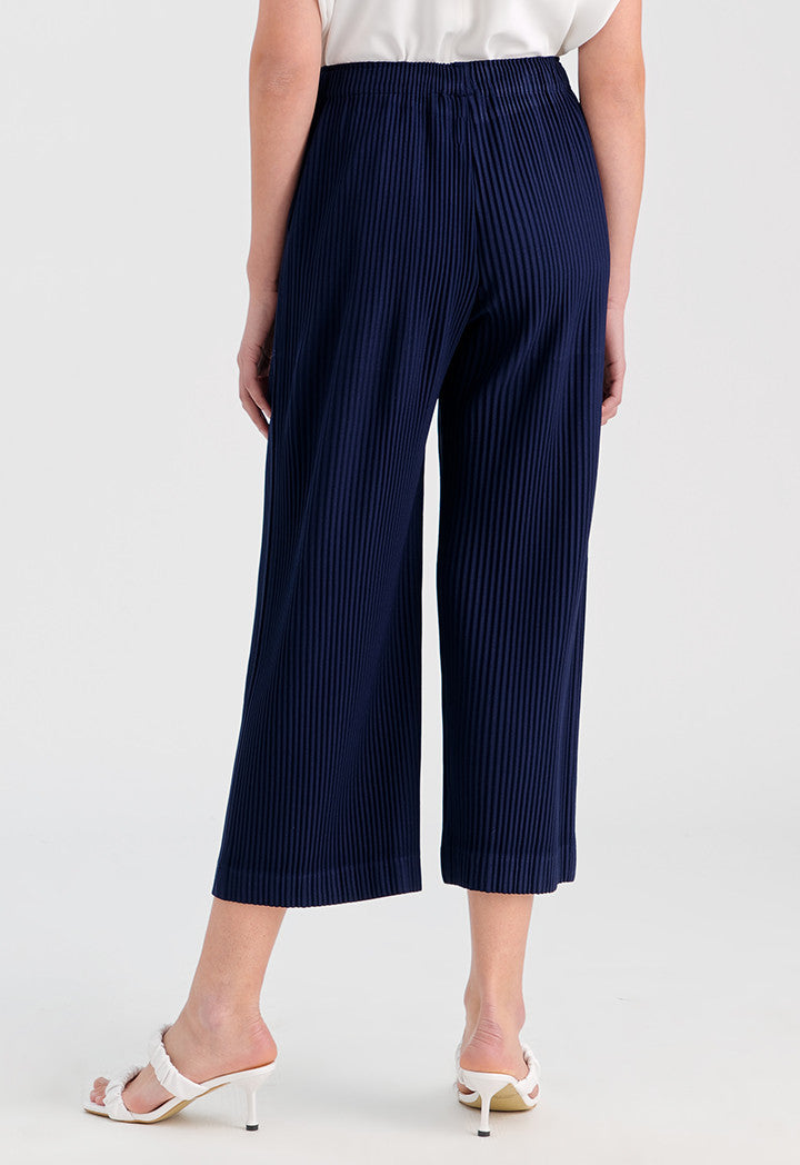 Choice Solid Knife Pleated Pants Navy