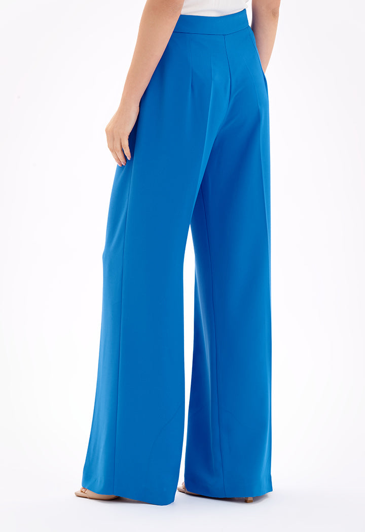 Choice Solid Wide Leg Pants Blue