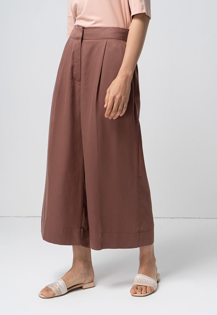 Choice Single Tone Straight Wide Legs Trouser Brown