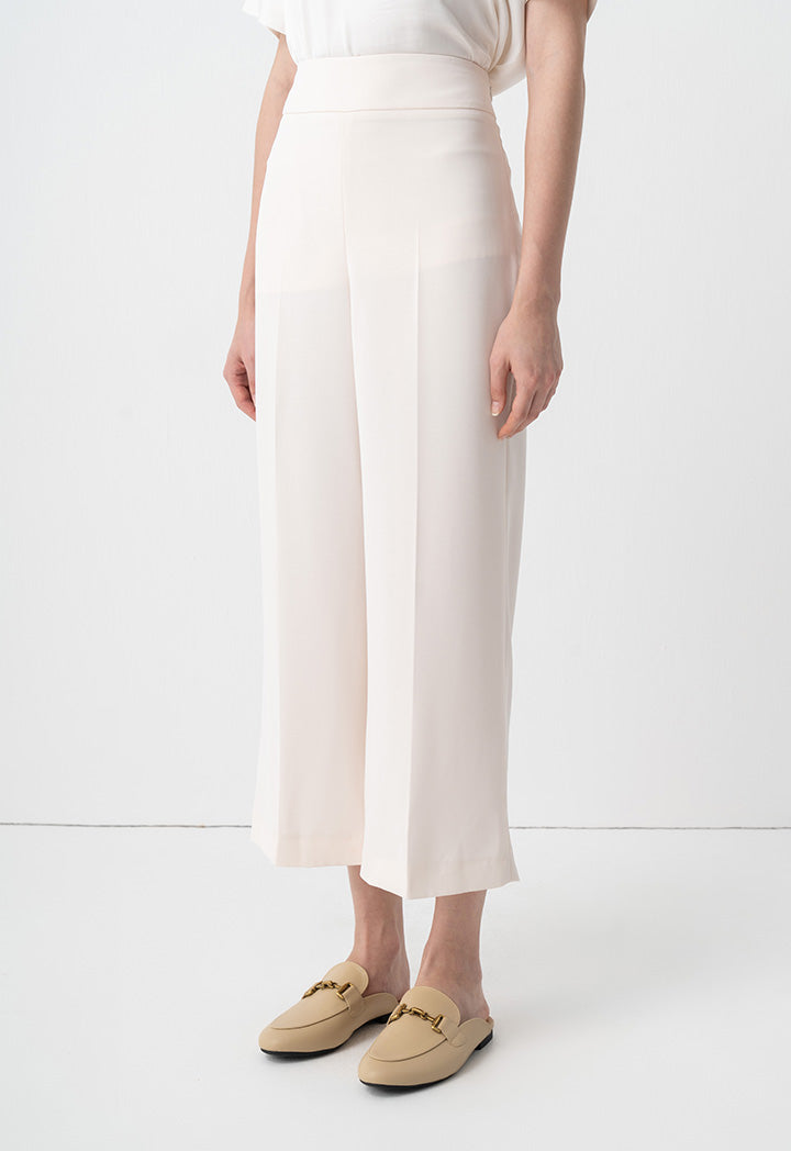 Choice Solid Wide Leg Trousers Cream