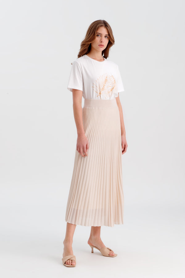 Choice Soft Textured Skirt With Attached Lining Beige