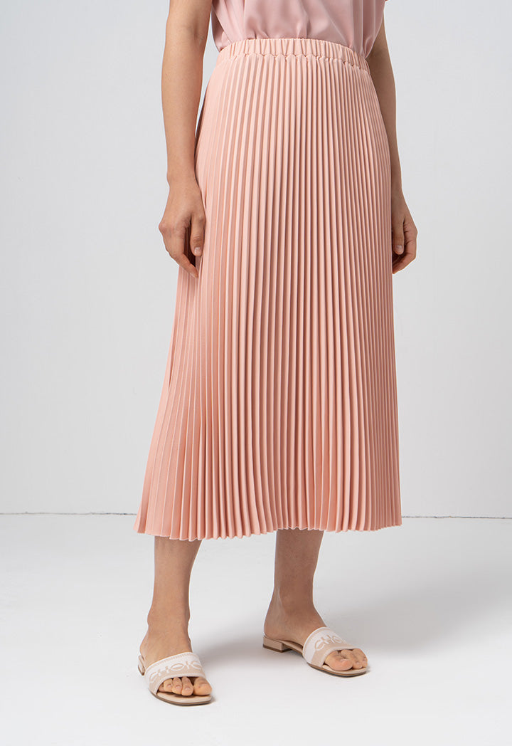 Choice Single Tone Pleated Accordion Skirt Blush