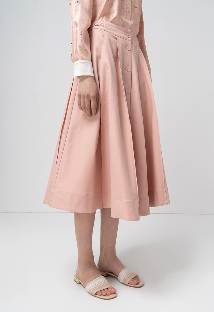 Choice Solid Box Pleated Box Pleated Skirt Blush