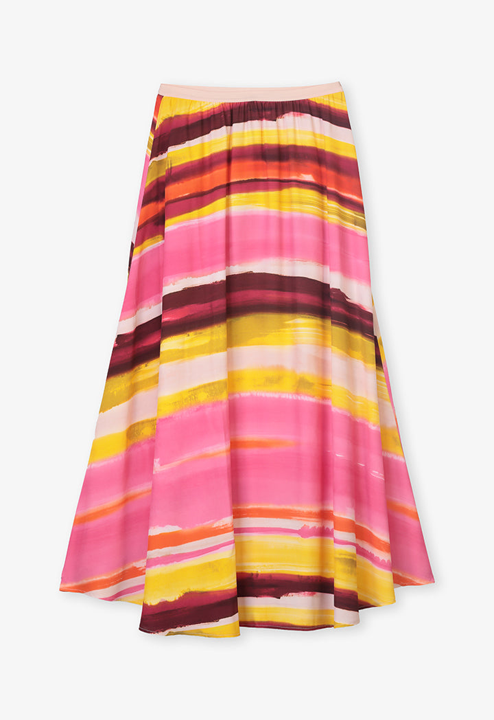 Choice Printed Flared Maxi Circle Skirt Multicolor