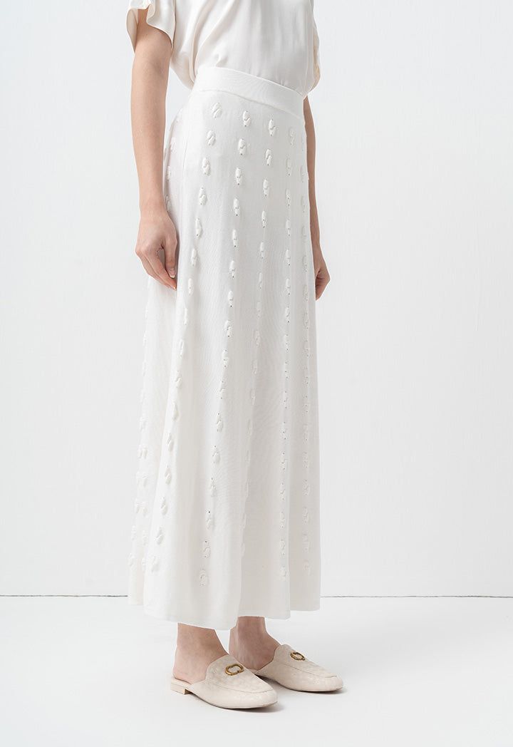 Choice Single Tone Textured Knitted Skirt Cream