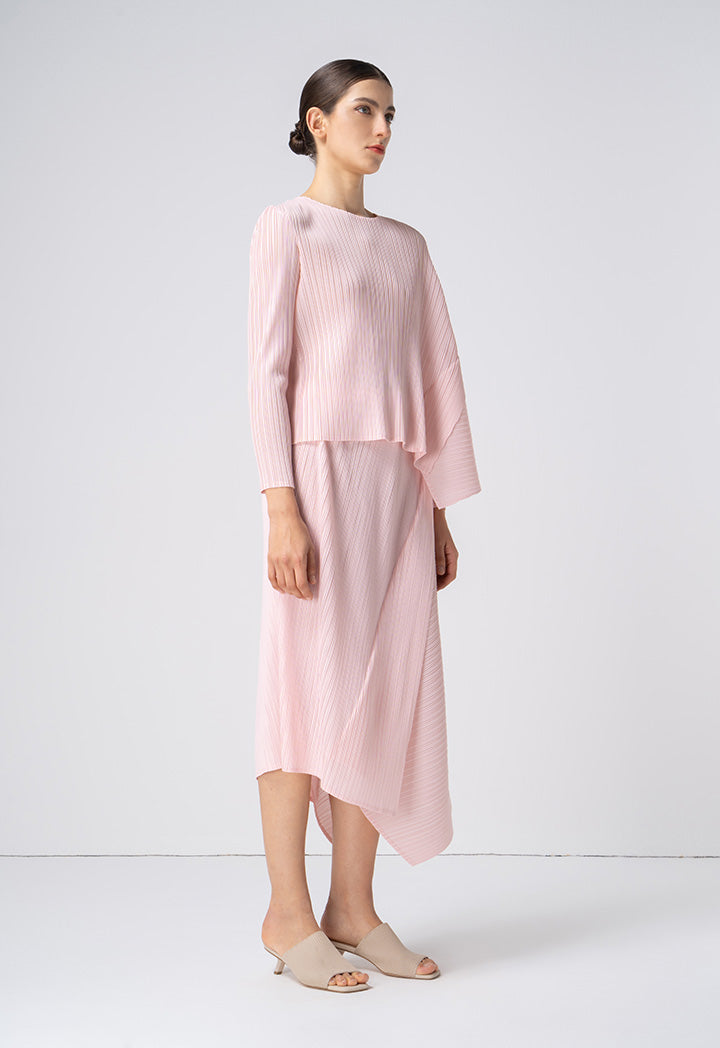 Choice Asymmetrical Pleated Blouse Pink