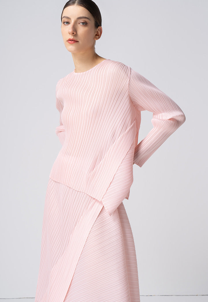 Choice Asymmetrical Pleated Blouse Pink