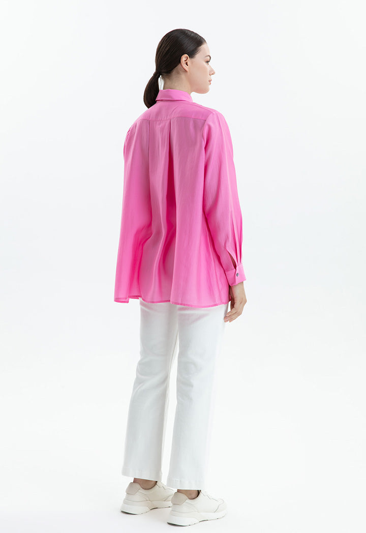 Choice Solid Front Pocket Shirt Pink