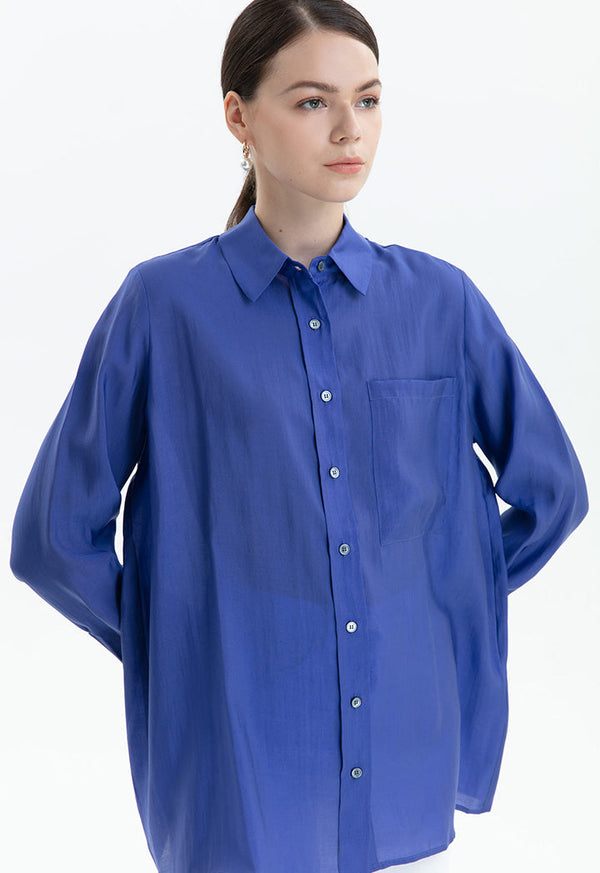 Choice Solid Front Pocket Shirt Purple