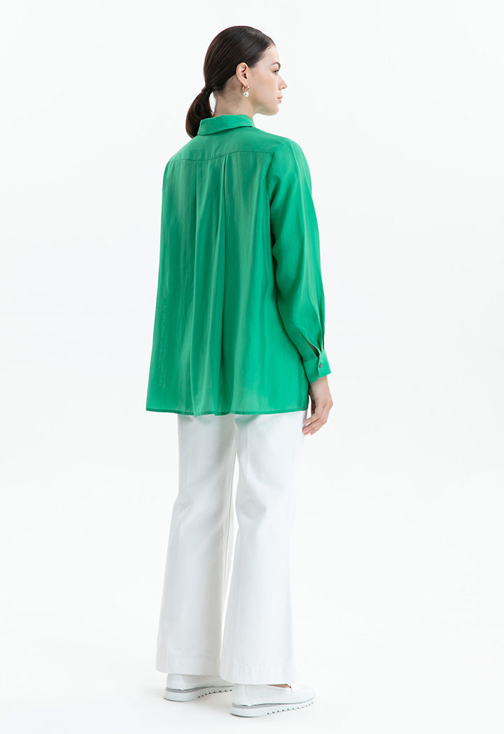 Choice Solid Front Pocket Shirt Green