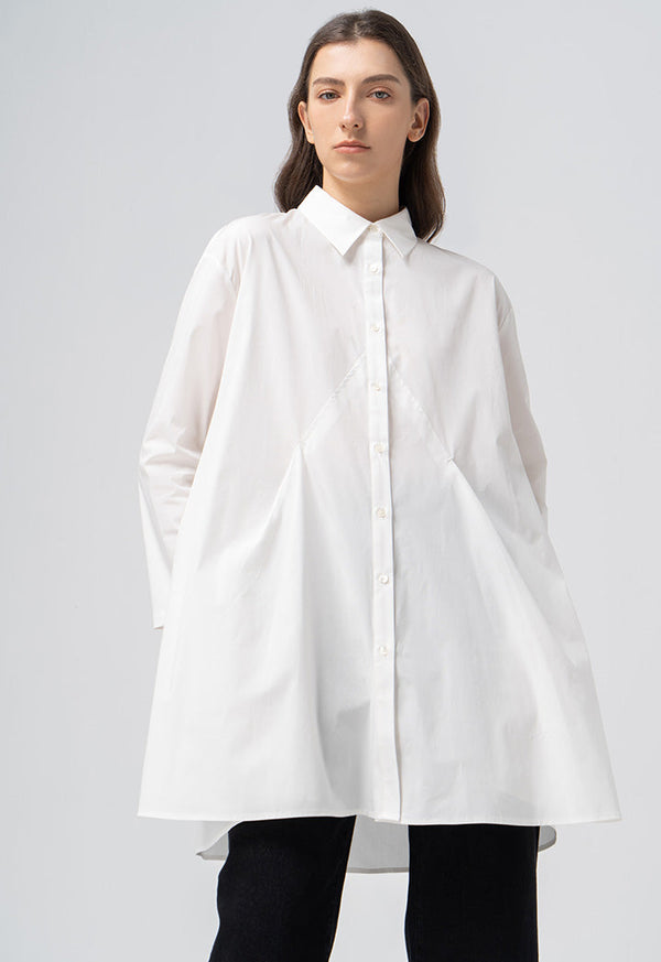 Choice Oversize Pleated Flared Shirt Offwhite