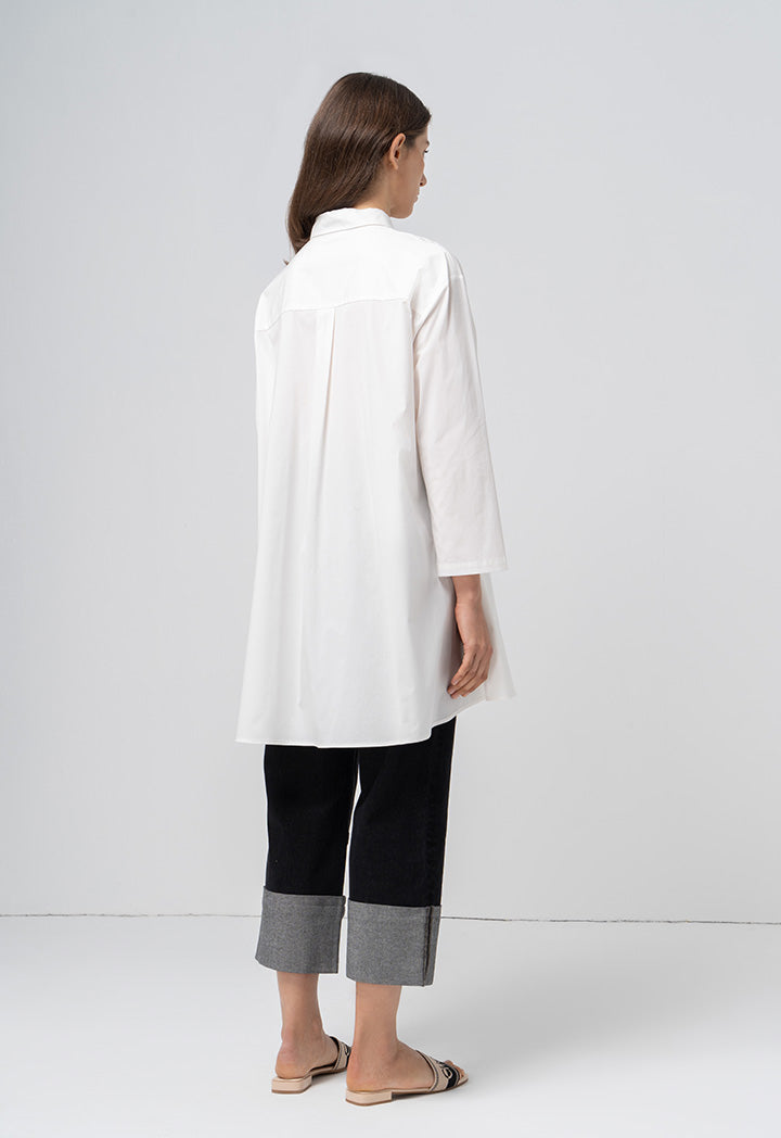 Choice Oversize Pleated Flared Shirt Offwhite