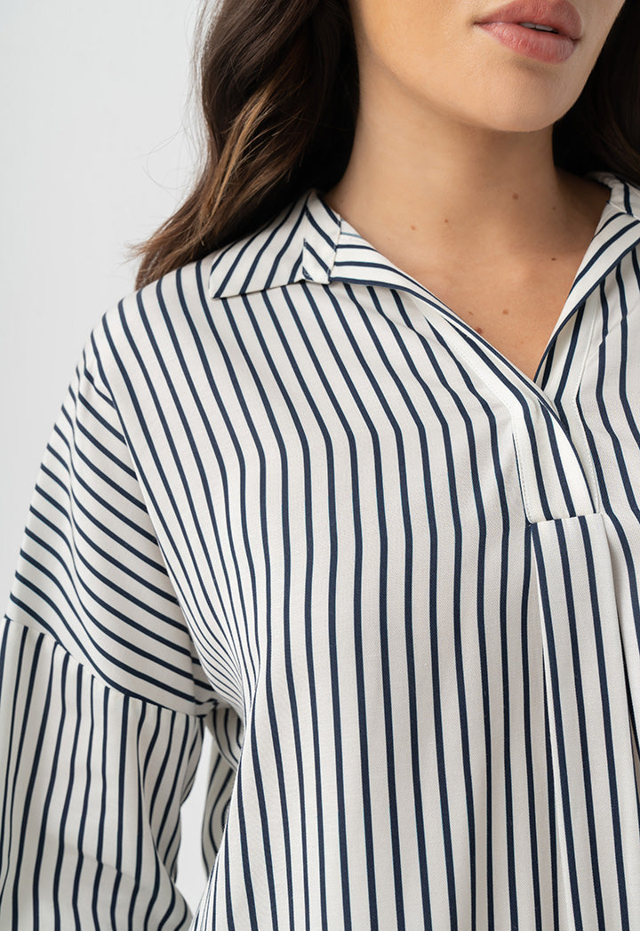 Choice Striped Drop Shoulder Shirt Navy