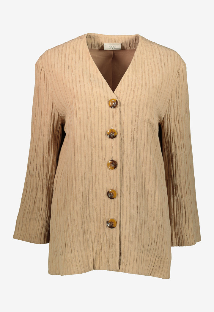 Choice Wrinkled V-Neck Outer Beige