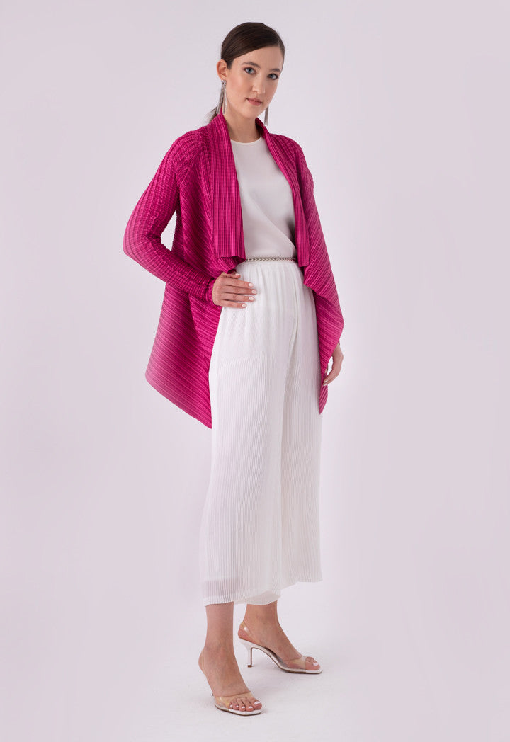 Choice Electric Pleated Waterfall Cardigan Pink