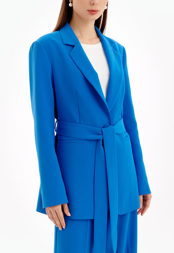 Choice Solid Notched Lapel Blazer Blue