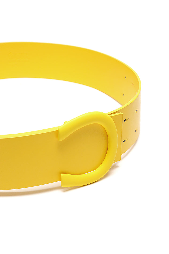 Choice Wide Strap In A Horse Shoe Buckle Shape Belt Yellow