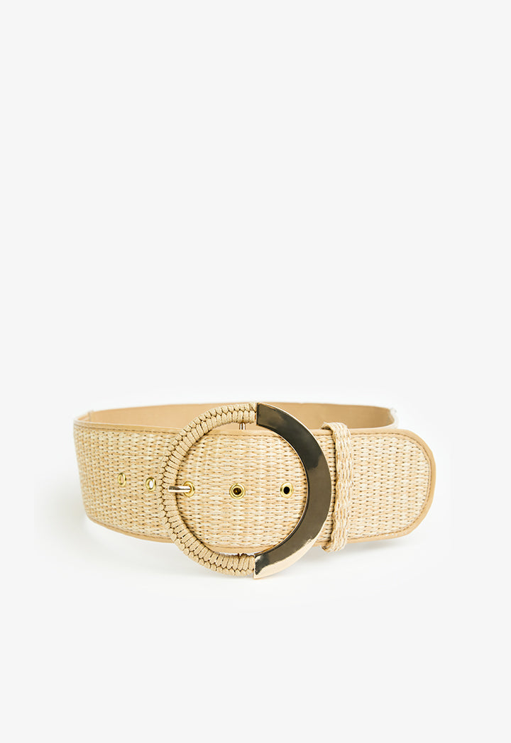 Choice Braided Belt With Buckle Detail Beige