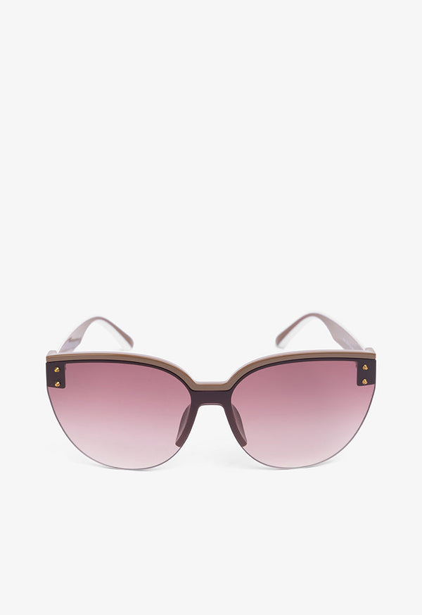 Choice Half Wire Studded Sunglasses Camel