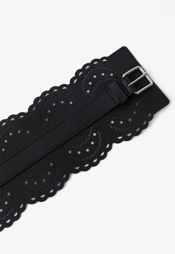 Choice Laser Cut Fashion Buckle Belt Black