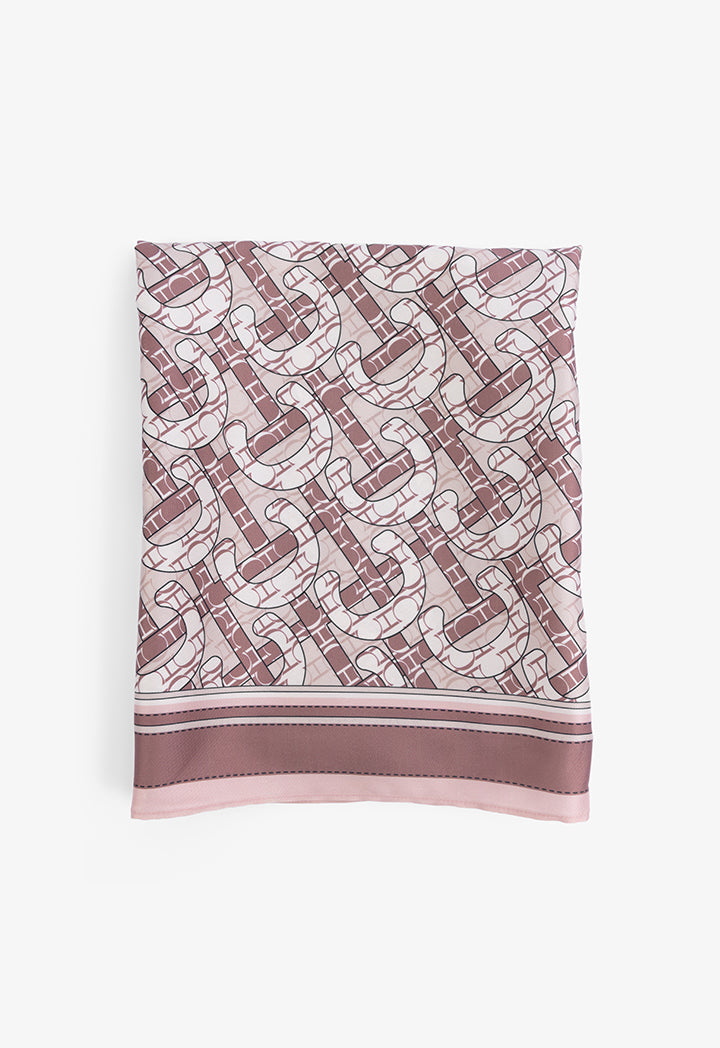 Choice Printed Monogram Square Scarf Brown