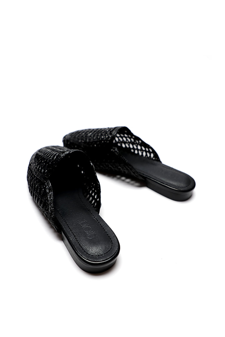 Choice Wave Basket Weave Mules Sandals Black