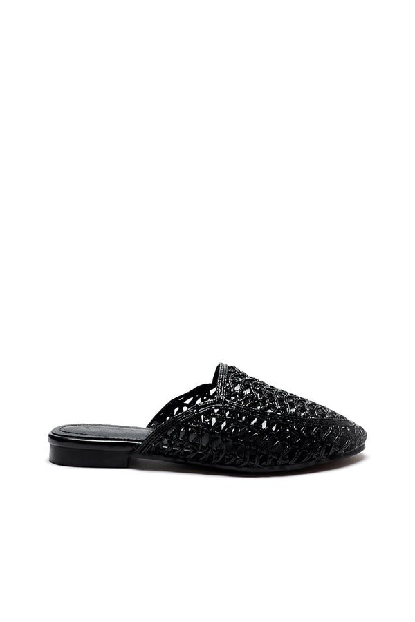 Choice Wave Basket Weave Mules Sandals Black