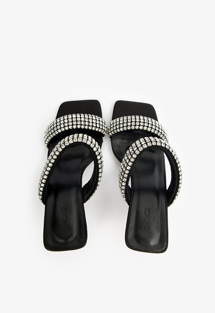 Choice Embellished Strappy Heeled Sandals Black