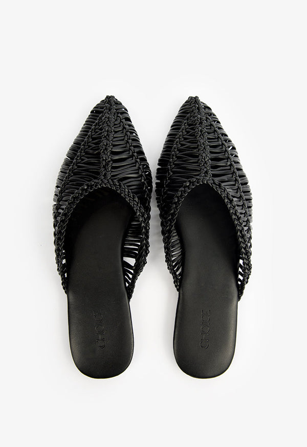 Choice Braided Flat Mules Black