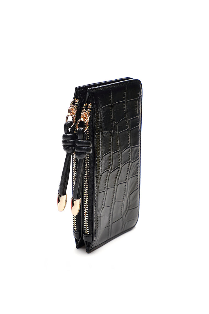 Choice Textured Double Zip Coin Purse Black