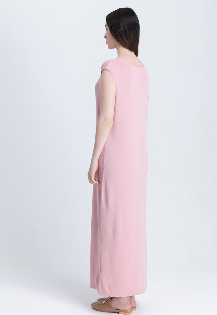 Choice V-Neck Sleeveless Knitted Dress Dusty Pink