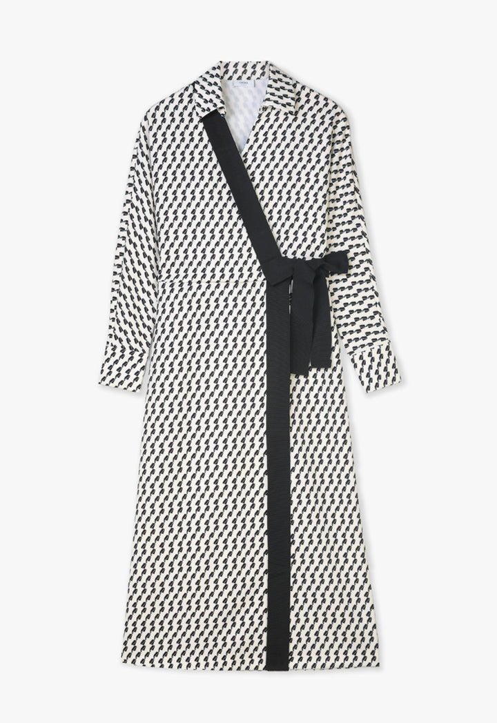 Choice Patterned Shirt Midi Dress Offwhite