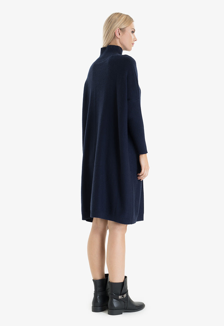 Choice Cable Knit Pattern Dress Navy