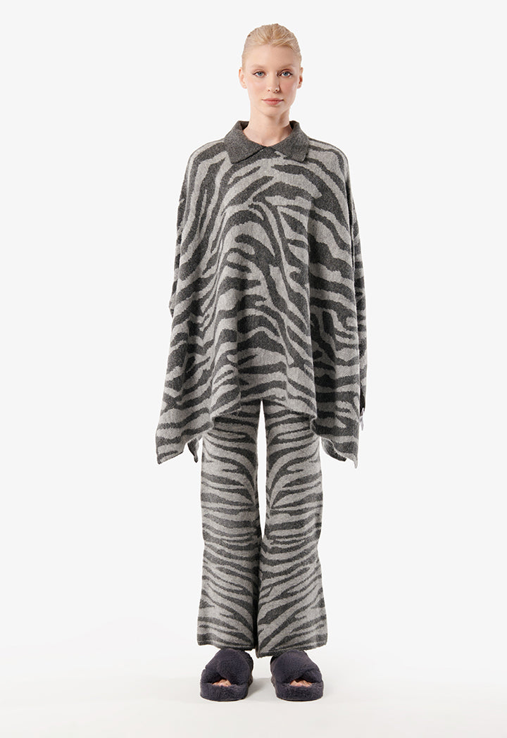 Choice Zebra Print Knitwear Grey