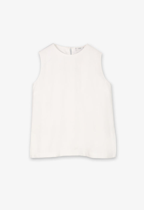 Choice Solid Sleeveless Round Neck Top Off White