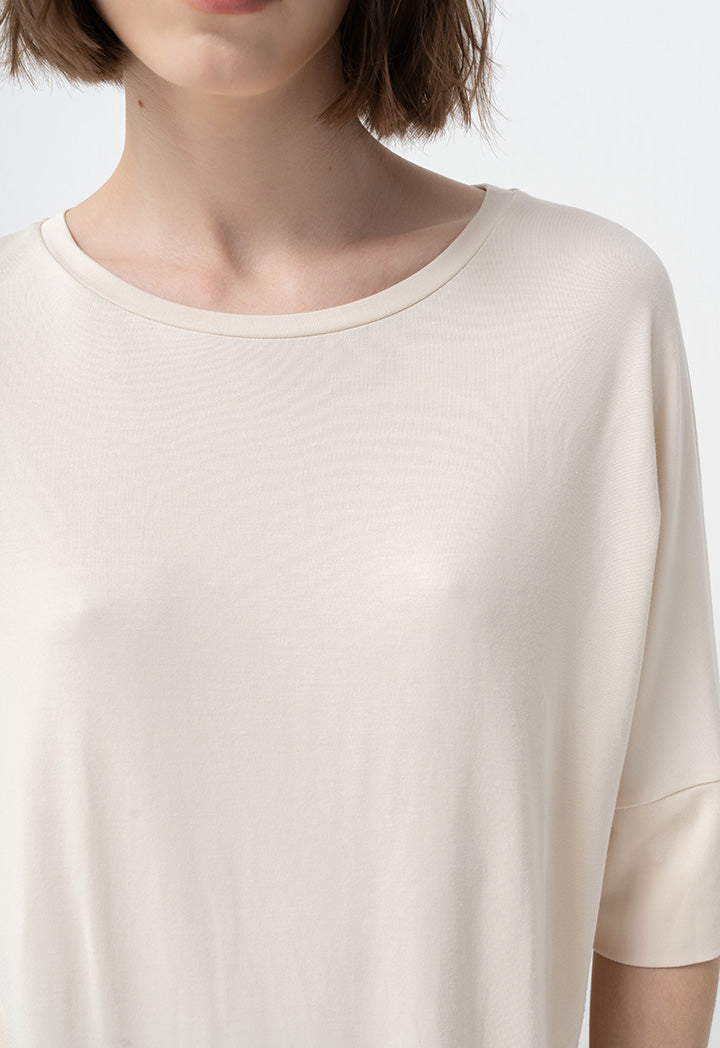 Choice Basic Crew Neck T-Shirt Beige