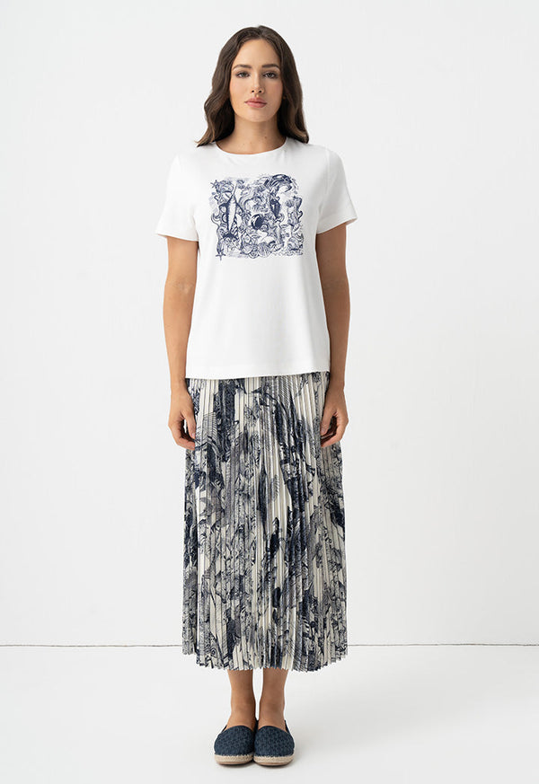 Choice Printed Motif Short Sleeves T-Shirt Off White