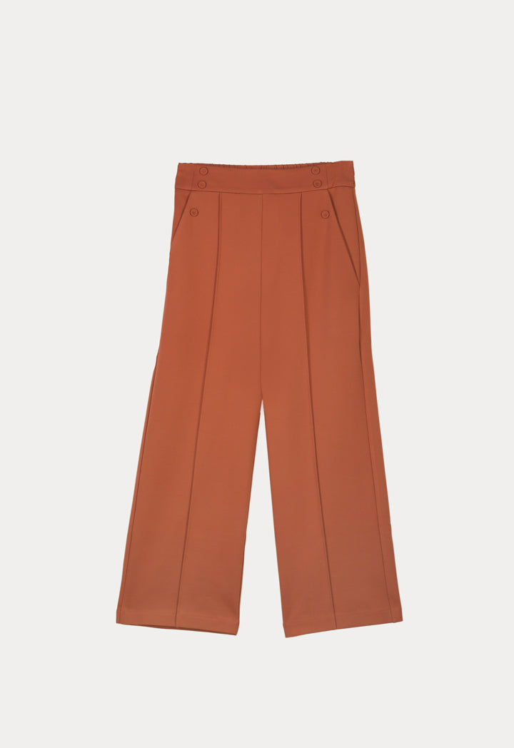 Choice Buttoned Pleated Culottes Brown