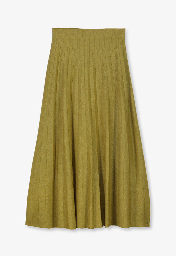 Choice Lurex Pleated Flared Skirt Green