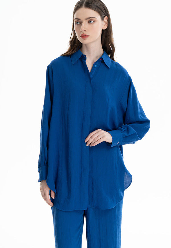 Choice Single Tone Classic Blouse Indigo