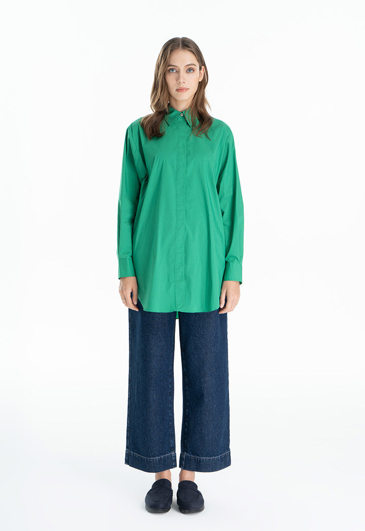 Choice Round Bottom Poplin Shirt Green