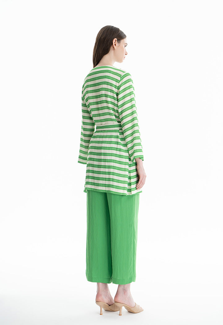 Choice Contrast Vertical Stripe Outer Jacket Green