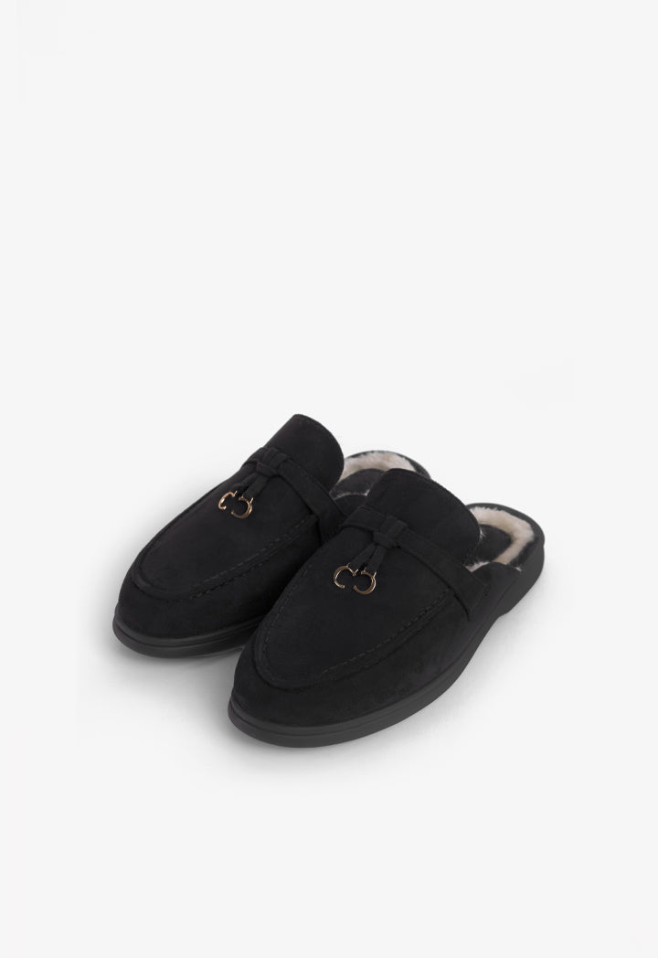 Choice Faux Fur Lined Mules Black