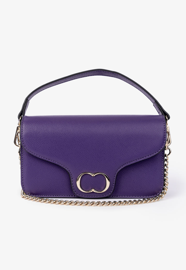 Choice Solid Metallic Emblem Clutch Purple