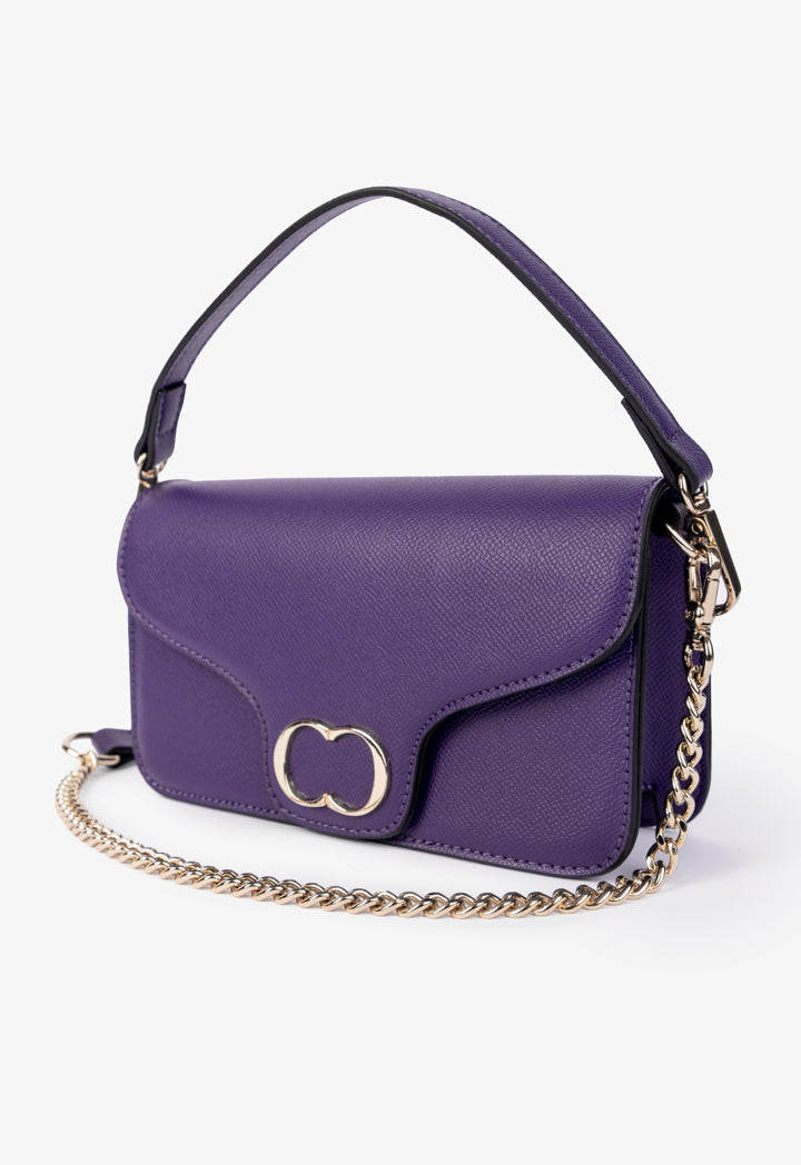 Choice Solid Metallic Emblem Clutch Purple